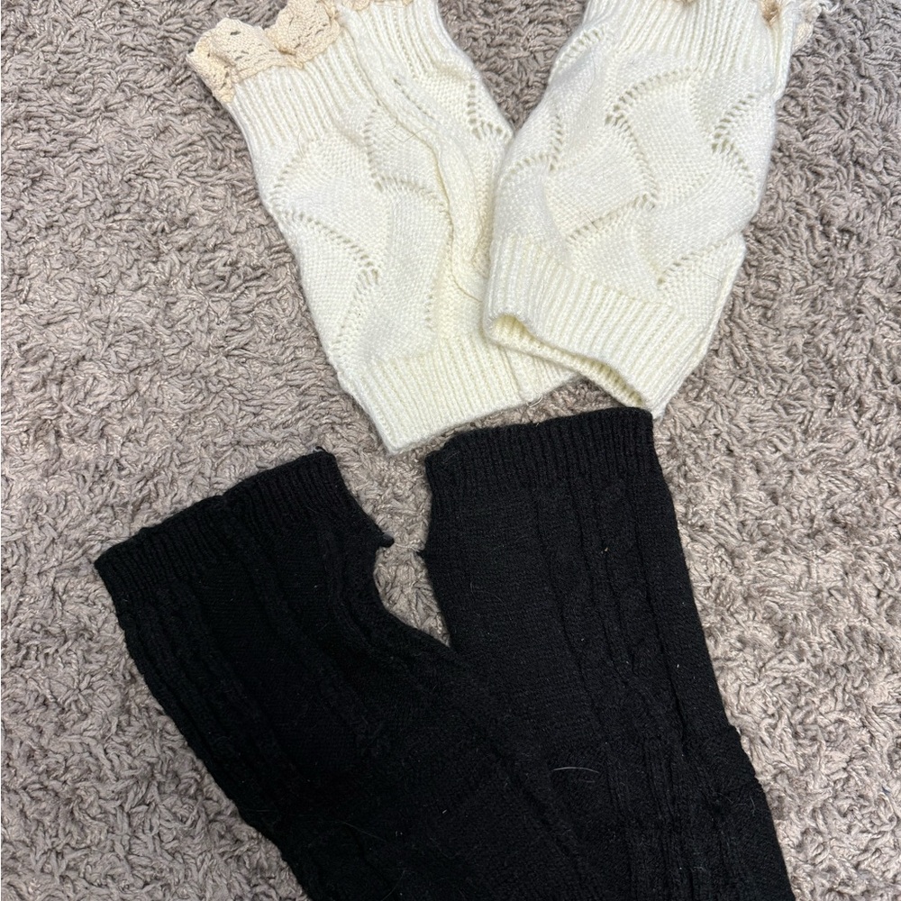 Black and White Knit Leg Warmers